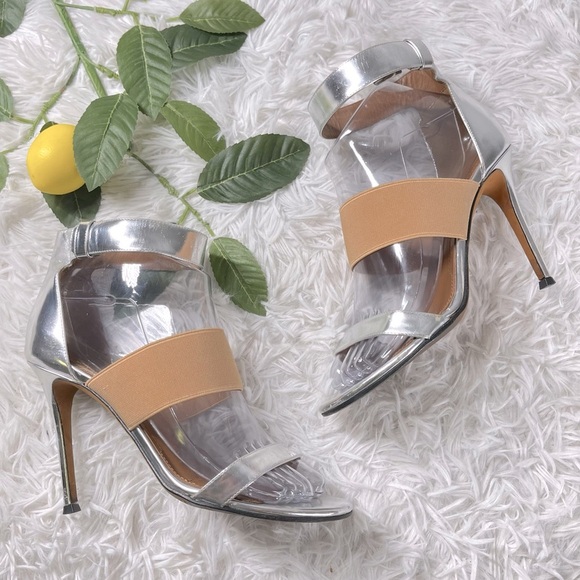 GIVENCHY Silver Foil Ankle Strap Heels Size 36 - Picture 2 of 10